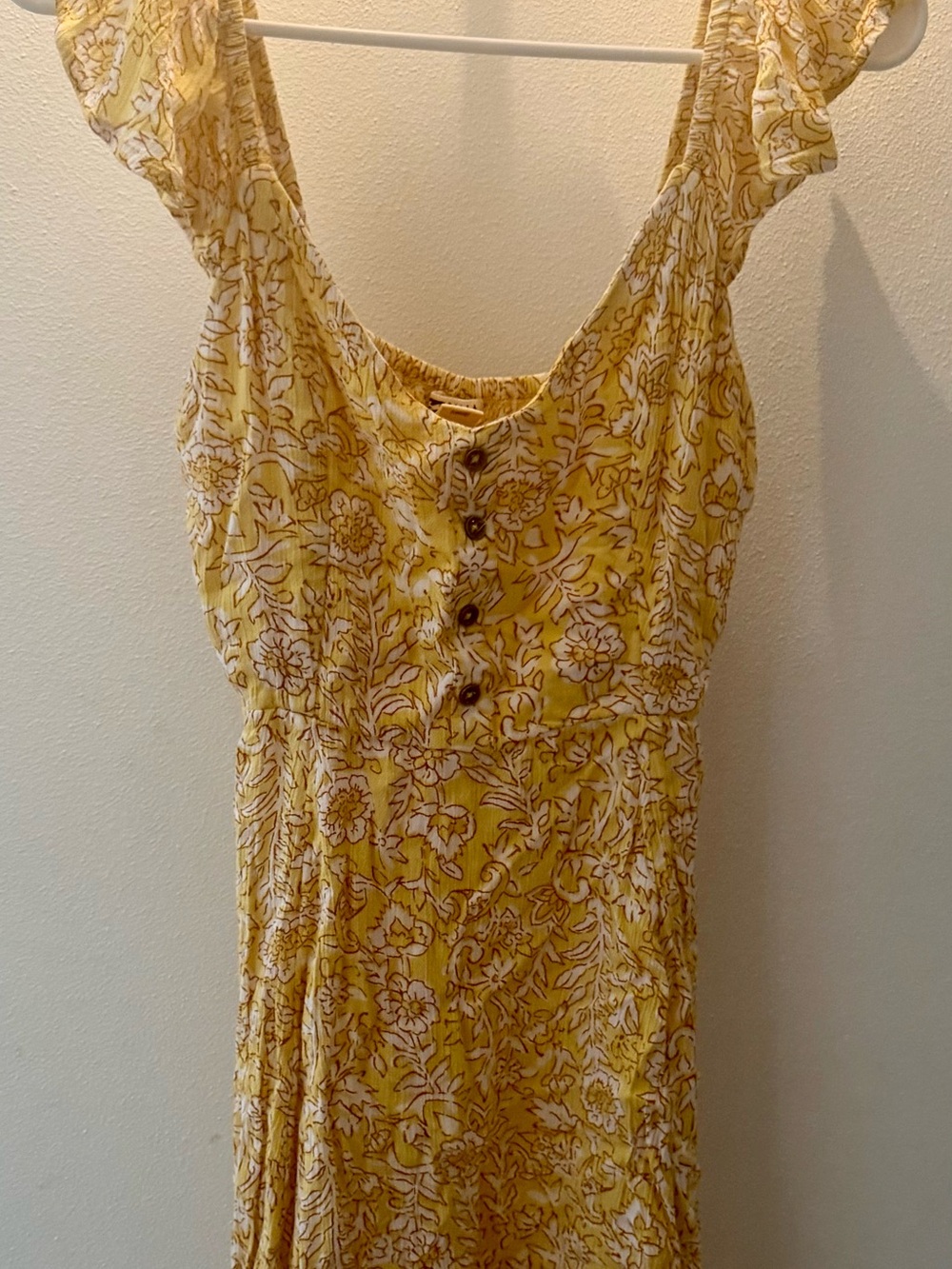 Yellow Floral Button-Front Women’s Sundress billabong size small